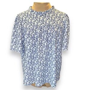 LOFT NWT❗️Cream and Blue Print Textured Blouse